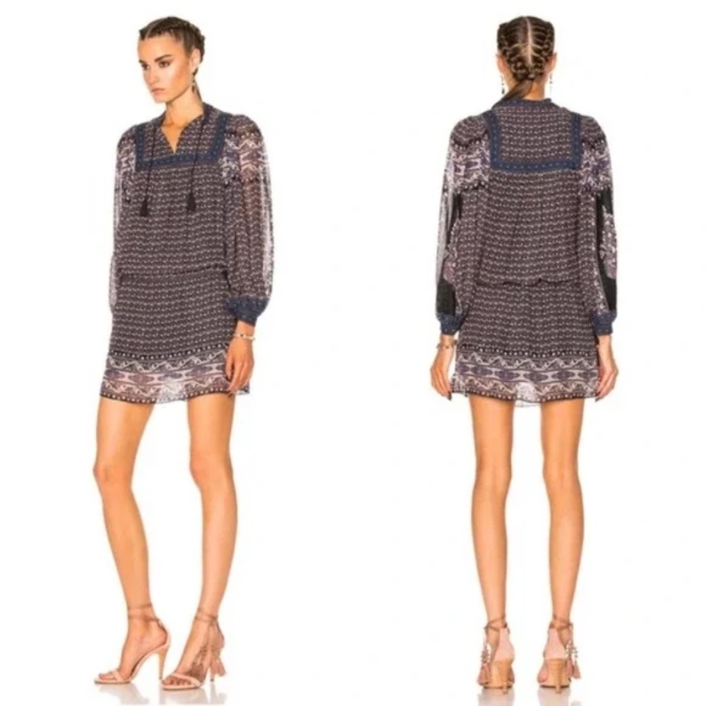 ULLA JOHNSON SILK Reema Mini Dress Blue 0